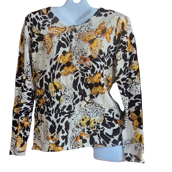 venue Sweaters - Venue Vintage Inspired Y2K Nostalgic Beaded Butterfly Cardigan Knit Sweater M